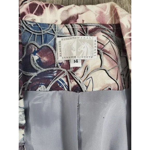 Alberto Makali Linen Blend Tapestry Ruffle Zip Front Short Sleeve Jacket With... - Picture 4 of 8